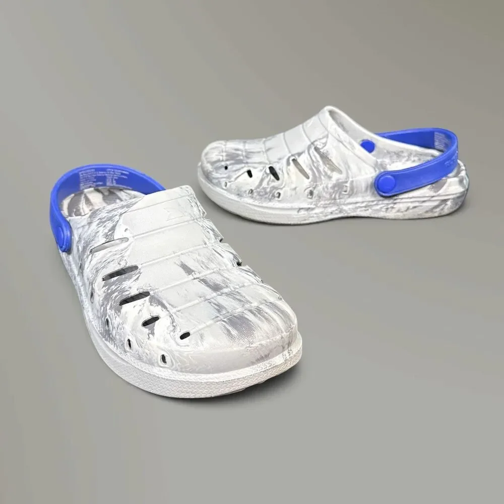 Rugged Shark Kids Water Shoes Clogs Gray Blue Marbled Slip On Kids Size 3